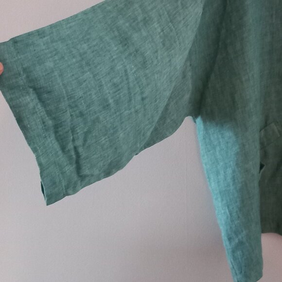 BRYN WALKER turquoise linen oversized jacket - Picture 7 of 9